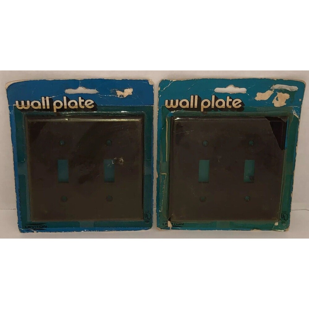 Vintage LEVITON Brown Lot of 2 Double Light Switch Cover Wallplate NOS